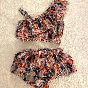 TAYLOR SWIFT BLACK/PURPLE 2-PIECE SWIMSUIT